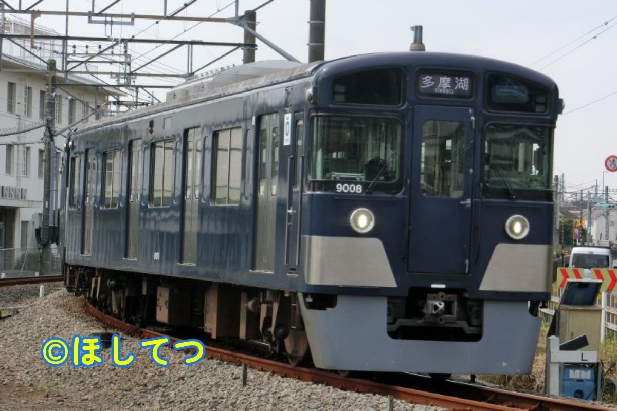 Seibu 9000 Series Navy Blue (former Leo Train) near Hagiyama Station on Seibu Tamako Line